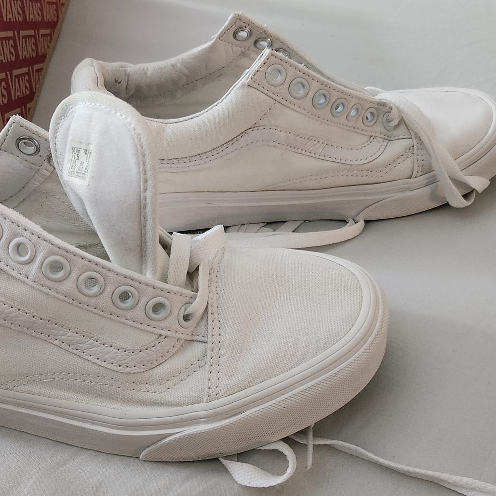Vans White Slip-On Sneakers